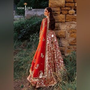 Asim Jofa Red and Gold Embellished Maxi Dress